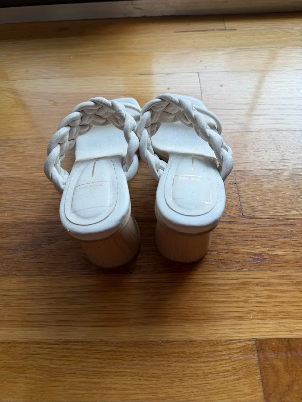 Dolce Vita Braided Strap Block Heel Slide Sandals Ivory/Cream Size 6.5